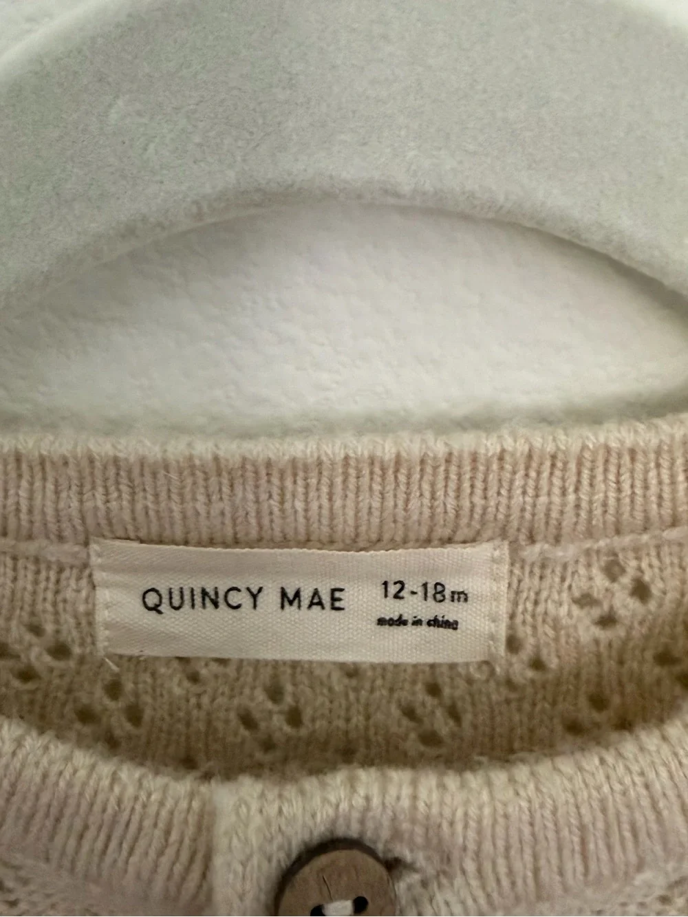 Quincy Mae Openwork Knit Baby Cardigan - Beige 12-18 months NWOT